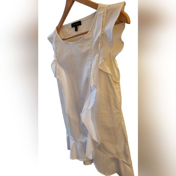 Banana Republic Top Blouse Ruffle Sleeveless Cotton BOHO White Peplum Babydoll S - Picture 4 of 11